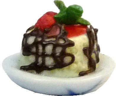 Dollhouse Strawberry Cheesecake with Chocolate Accent 1:12 Scale Miniature Food - MiniatureCrush