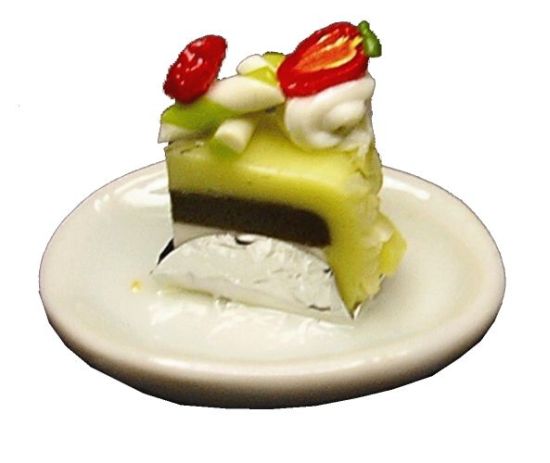 Dollhouse Strawberry Topped Slice of Cake 1:12 Scale Miniature Food Dessert - MiniatureCrush