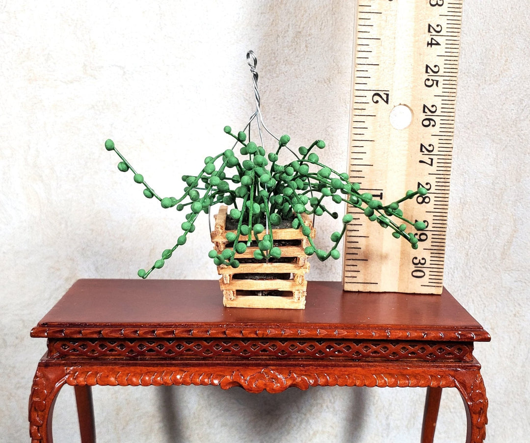 Dollhouse String of Pearls in Wood Hanging Planter 1:12 Scale Miniature Flowers - MiniatureCrush