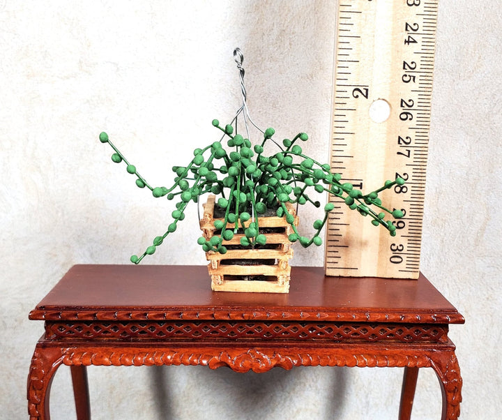 Dollhouse String of Pearls in Wood Hanging Planter 1:12 Scale Miniature Flowers - MiniatureCrush