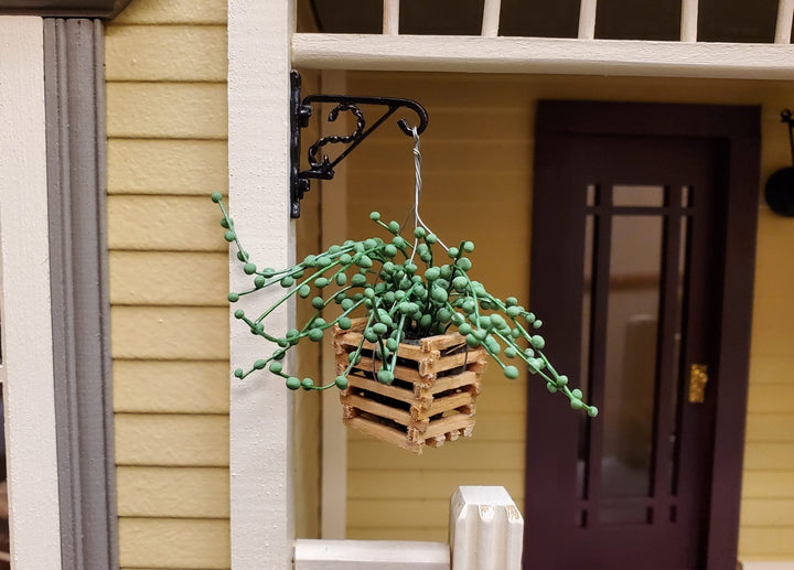 Dollhouse String of Pearls in Wood Hanging Planter 1:12 Scale Miniature Flowers - MiniatureCrush