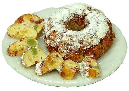Dollhouse Sugar Powdered Fig Cake with Slices 1:12 Scale Miniature Dessert Food - MiniatureCrush
