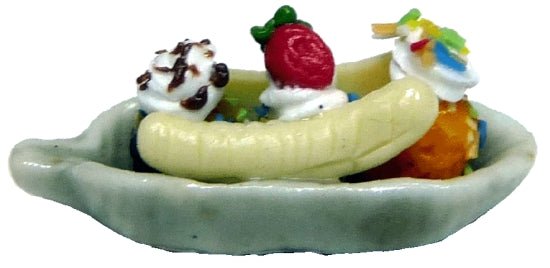 Dollhouse Sundae with Sliced Banana Strawberry 1:12 Scale Miniature Food Dessert - MiniatureCrush