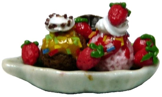 Dollhouse Sundae with Strawberry and Sprinkles 1:12 Scale Miniature Food Dessert - MiniatureCrush