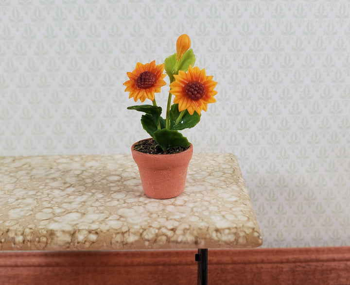 Dollhouse Sunflower Plant in Terra Cotta Planter 1:12 Scale Miniature Garden - MiniatureCrush