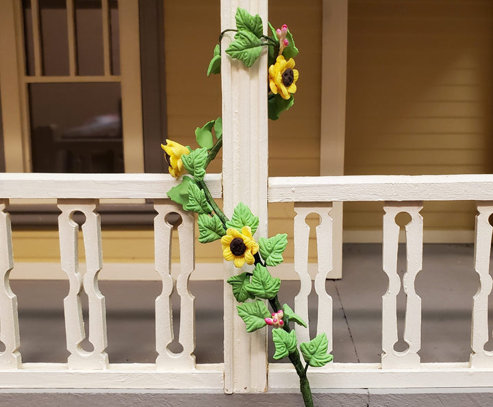 Dollhouse Sunflower Vine with Leaves 1:12 Scale Miniature Garden Plant - MiniatureCrush