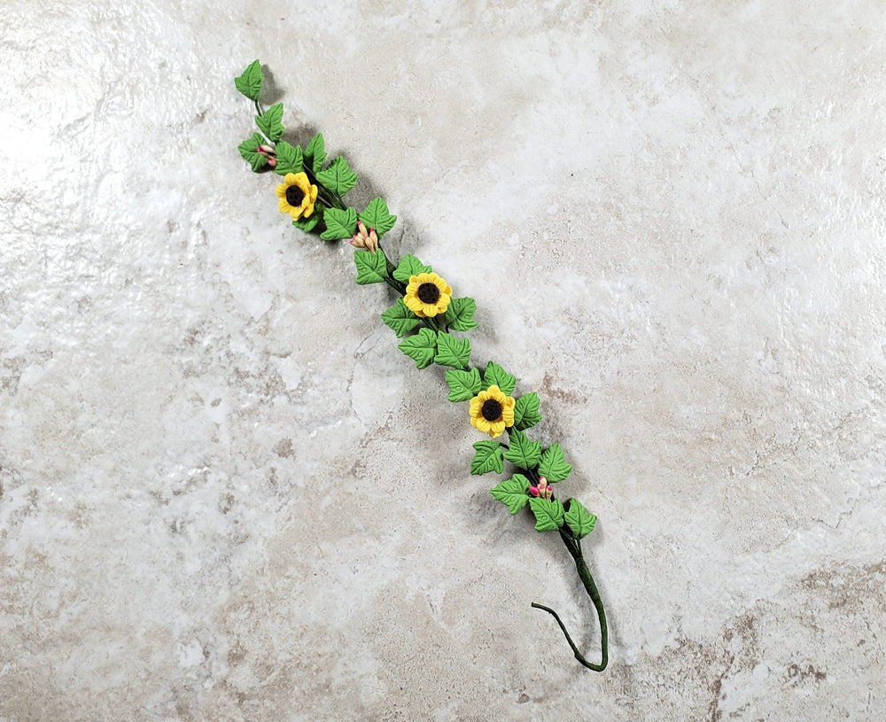 Dollhouse Sunflower Vine with Leaves 1:12 Scale Miniature Garden Plant - MiniatureCrush