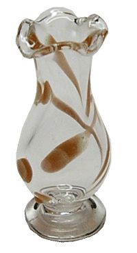 Dollhouse Swirled Brown Pedestal Fluted Vase 1:12 Scale Miniature Flowers Decor - MiniatureCrush