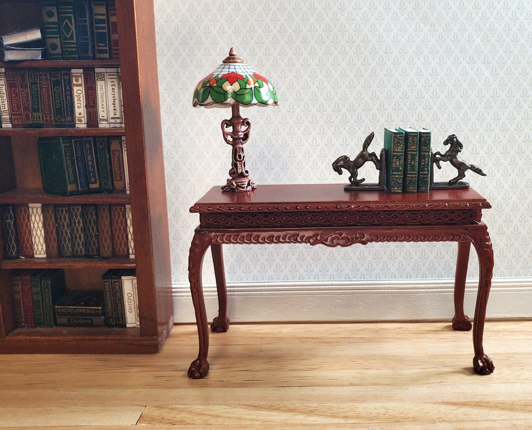 Dollhouse Table Lamp Non - Working Stained Glass Style by Reutter Porcelain 1:12 - MiniatureCrush