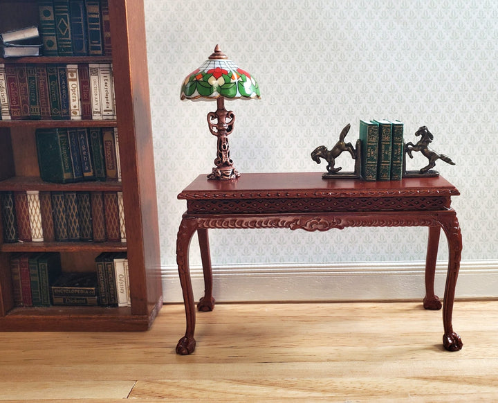 Dollhouse Table Lamp Non - Working Stained Glass Style by Reutter Porcelain 1:12 - MiniatureCrush