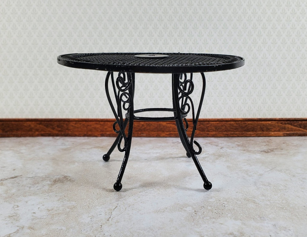 Dollhouse Table Round Black Metal 1:12 Scale Miniature Patio Furniture - Miniature Crush