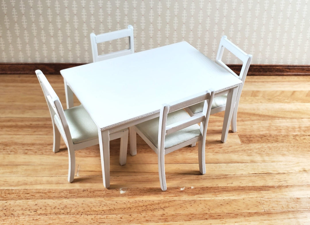 Dollhouse Table with 4 Chairs White 1:12 Scale Dining Room Miniatures Furniture - Miniature Crush