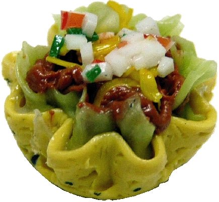 Dollhouse Taco Salad in a Tortilla Bowl 1:12 Scale Miniature Food Kitchen - MiniatureCrush