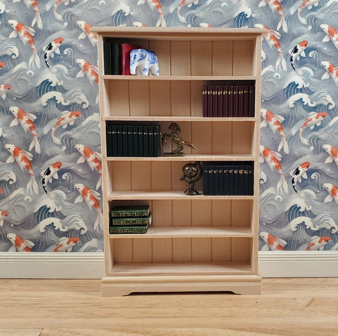Dollhouse Tall Bookcase Shop Shelves Bookshelf 1:12 Scale Furniture Unpainted - Miniature Crush