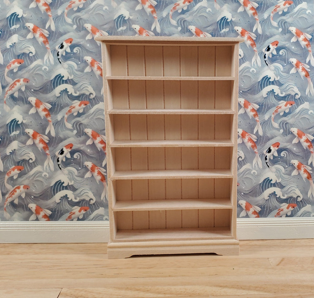 Dollhouse Tall Bookcase Shop Shelves Bookshelf 1:12 Scale Furniture Unpainted - Miniature Crush