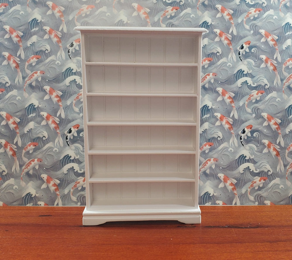 Dollhouse Tall Bookcase White Shelves Bookshelf 1:12 Scale Miniature Furniture - MiniatureCrush