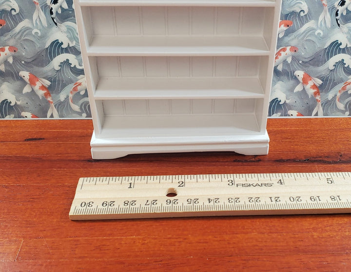 Dollhouse Tall Bookcase White Shelves Bookshelf 1:12 Scale Miniature Furniture - MiniatureCrush