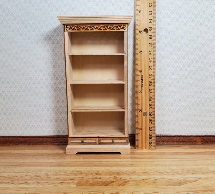 Dollhouse Tall Bookcase with Drawers 1:12 Scale Miniature Furniture - MiniatureCrush