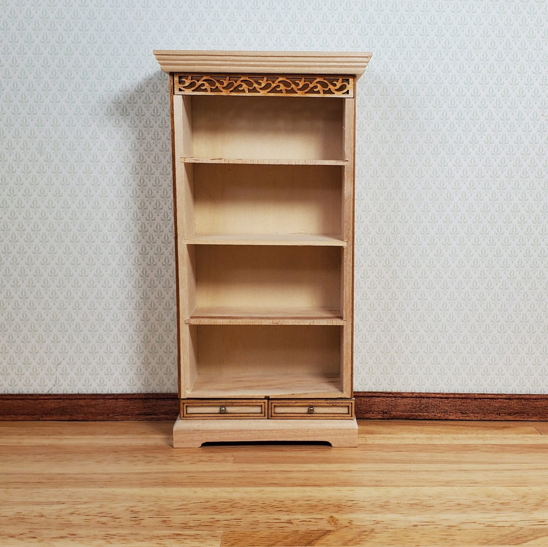 Dollhouse Tall Bookcase with Drawers 1:12 Scale Miniature Furniture - MiniatureCrush