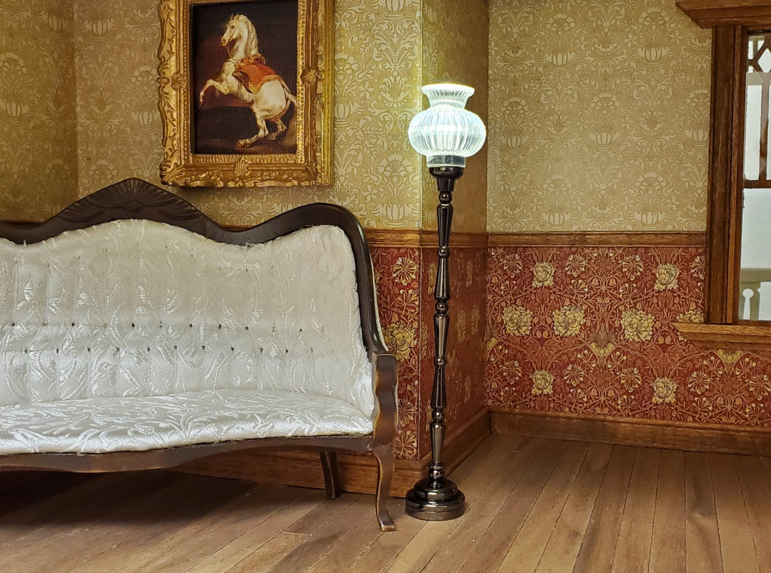 Dollhouse Tall Floor Lamp Battery Light Torchiere 1:12 Scale Miniature - MiniatureCrush