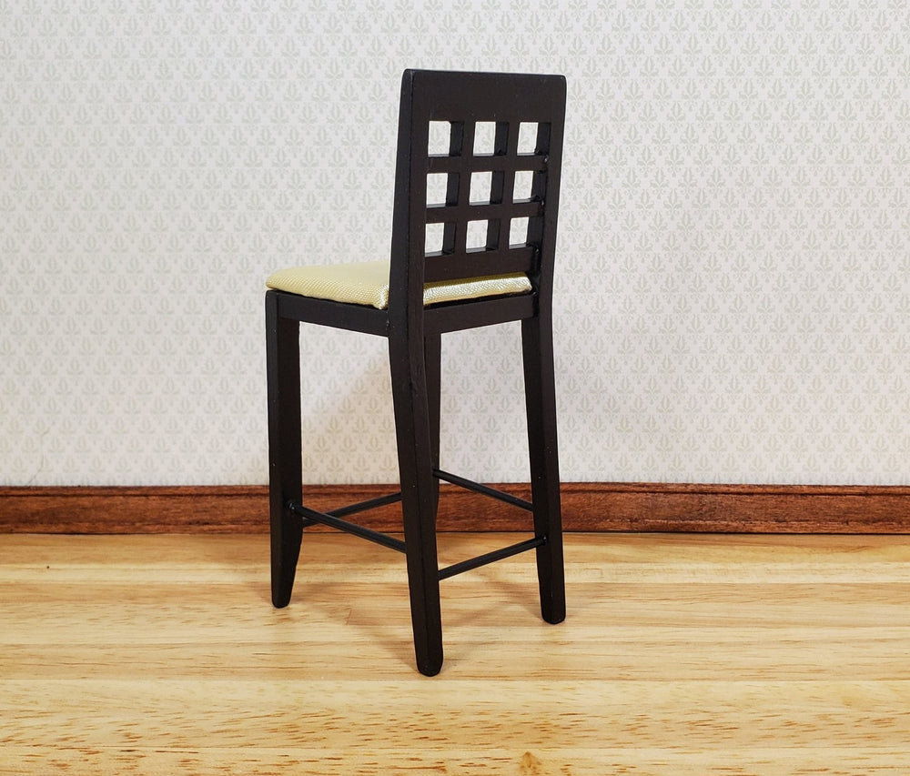 Dollhouse Tall Modern Bar Chair with Padded Seat Black 1:12 Scale Furniture - MiniatureCrush