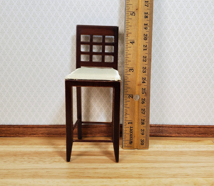 Dollhouse Tall Modern Bar Chair with Padded Seat Walnut 1:12 Scale Furniture - MiniatureCrush