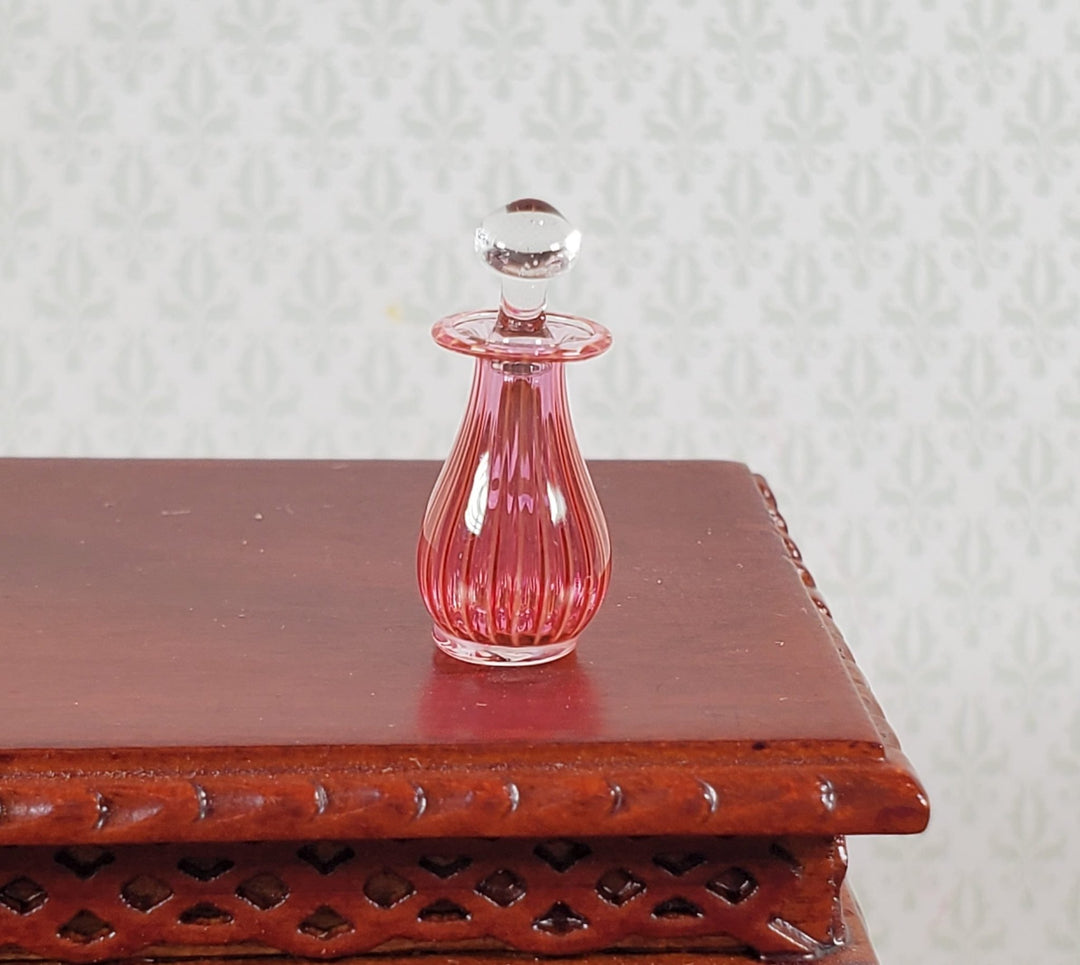 Dollhouse Tall Perfume Bottle Cranberry Glass 1:12 Scale by Philip Grenyer - Miniature Crush