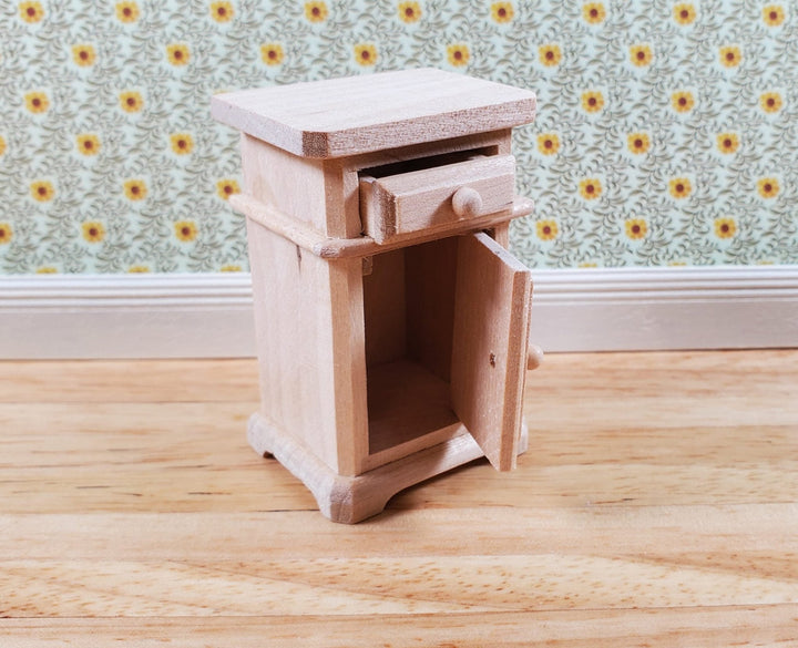 Dollhouse Tall Side Table Phone Stand Unpainted Wood Furniture 1:12 Scale - Miniature Crush