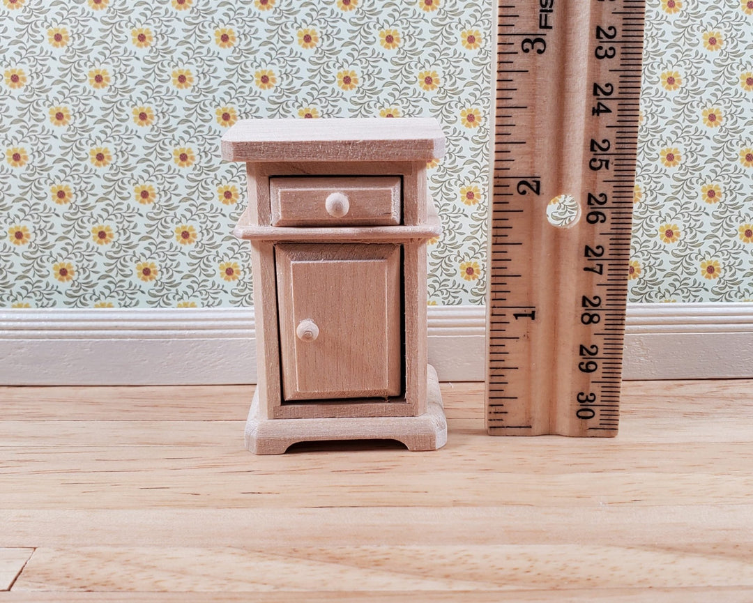 Dollhouse Tall Side Table Phone Stand Unpainted Wood Furniture 1:12 Scale - Miniature Crush