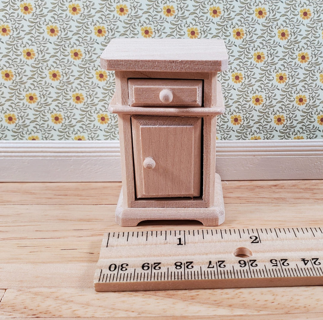 Dollhouse Tall Side Table Phone Stand Unpainted Wood Furniture 1:12 Scale - Miniature Crush