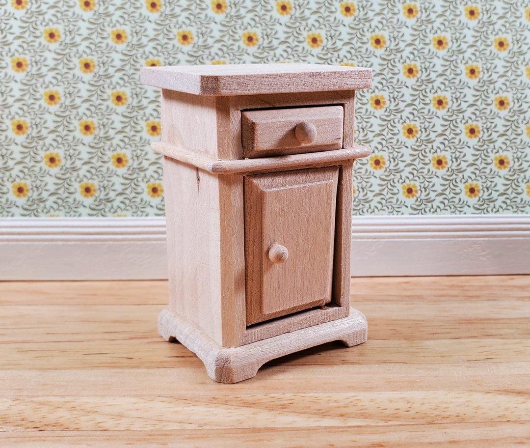 Dollhouse Tall Side Table Phone Stand Unpainted Wood Furniture 1:12 Scale - Miniature Crush