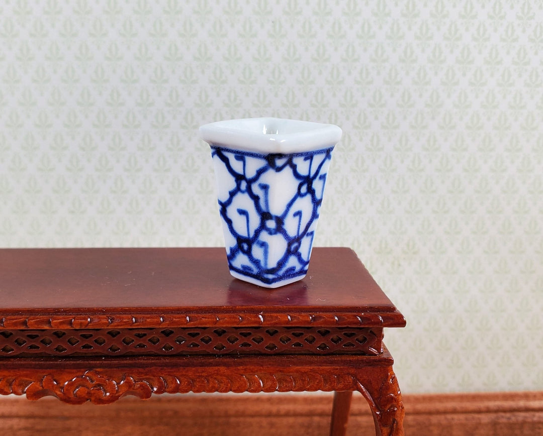Dollhouse Tall Vase for Flowers Trellis Motif Ceramic 1:12 Scale Miniature - MiniatureCrush