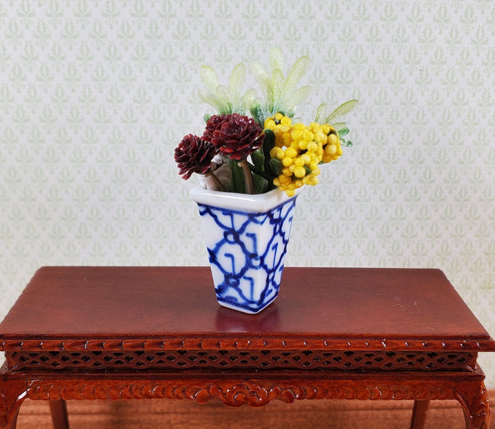 Dollhouse Tall Vase for Flowers Trellis Motif Ceramic 1:12 Scale Miniature - MiniatureCrush