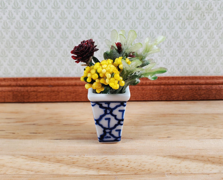 Dollhouse Tall Vase for Flowers Trellis Motif Ceramic 1:12 Scale Miniature - MiniatureCrush