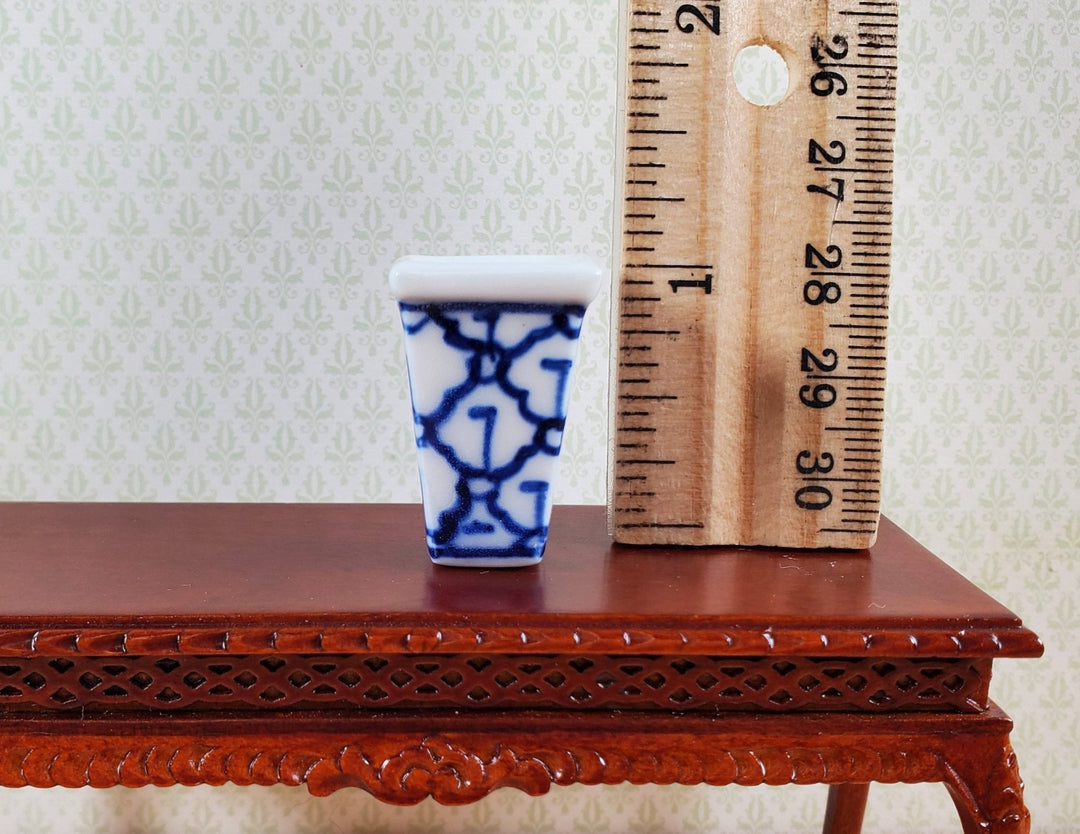 Dollhouse Tall Vase for Flowers Trellis Motif Ceramic 1:12 Scale Miniature - MiniatureCrush