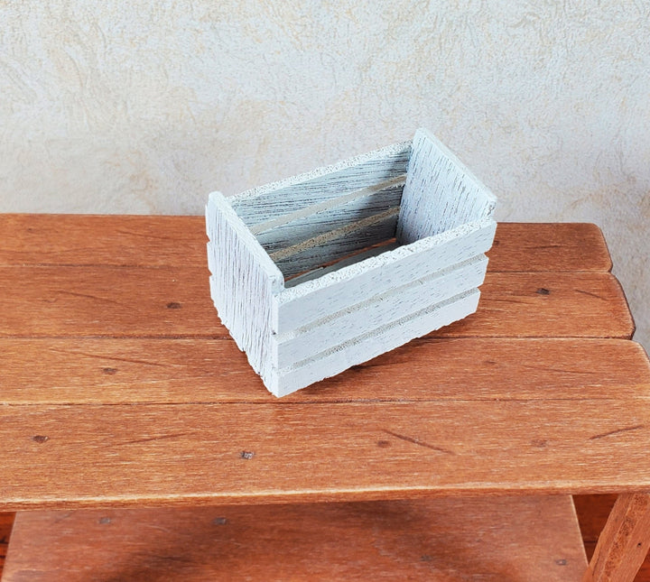 Dollhouse Tall Whitewashed Wood Produce Crate 1:12 Scale Dollhouse Miniature - MiniatureCrush
