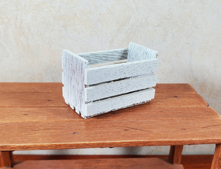 Dollhouse Tall Whitewashed Wood Produce Crate 1:12 Scale Dollhouse Miniature - MiniatureCrush