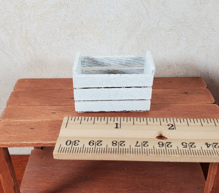 Dollhouse Tall Whitewashed Wood Produce Crate 1:12 Scale Dollhouse Miniature - MiniatureCrush