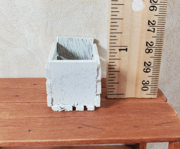 Dollhouse Tall Whitewashed Wood Produce Crate 1:12 Scale Dollhouse Miniature - MiniatureCrush