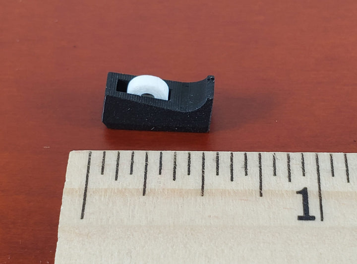 Dollhouse Tape Dispenser Modern Black with Tape Roll Tiny 1:12 Scale Miniature - Miniature Crush