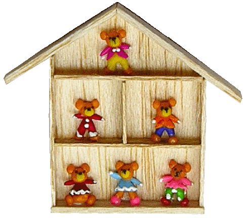Dollhouse Teddy Bear Collection Shadowbox 1:12 Scale Miniature Toys Accessories - MiniatureCrush