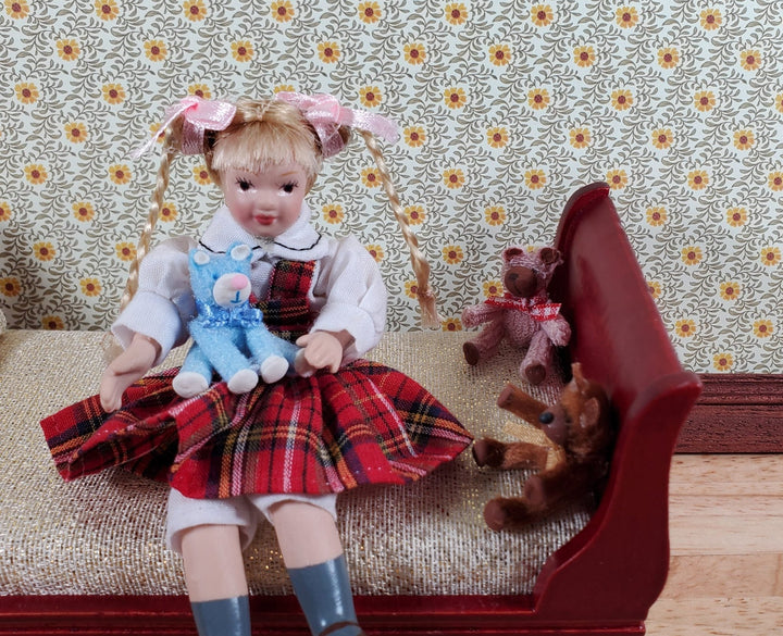 Dollhouse Teddy Bears Sitting x3 Stuffed Animals Toys 1:12 Scale Miniatures - Miniature Crush