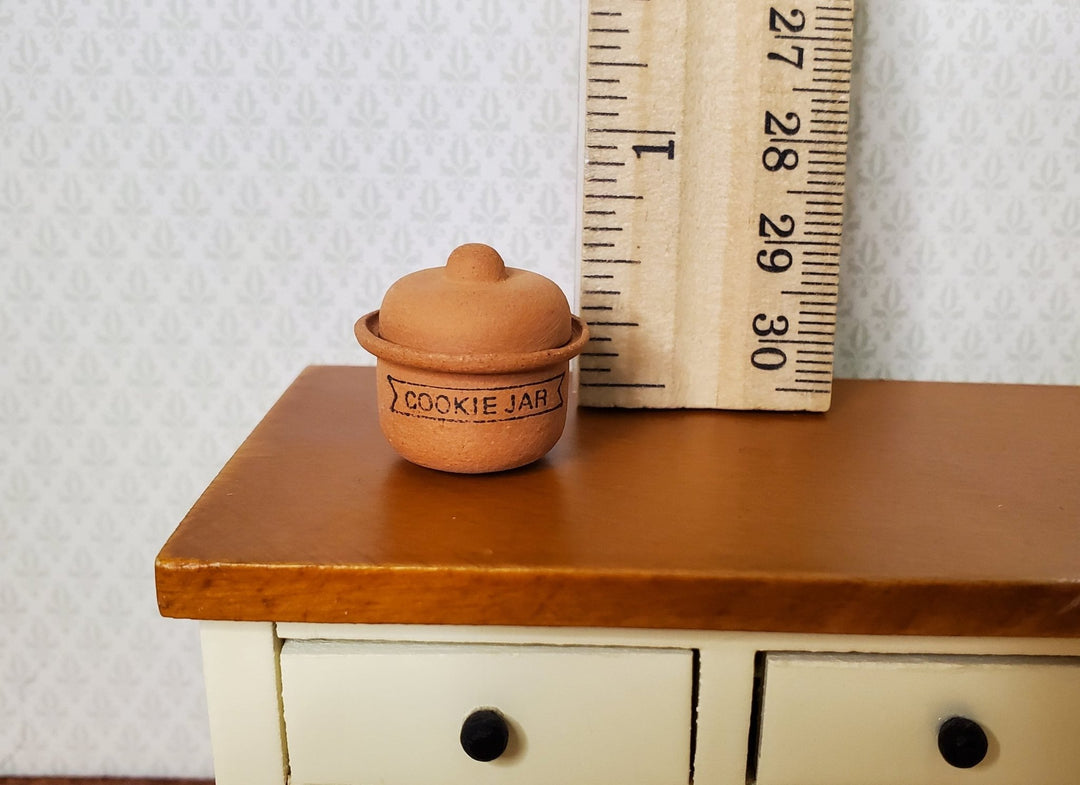 Dollhouse Terra Cotta Cookie Jar with Removable Lid 1:12 Scale Miniature - MiniatureCrush