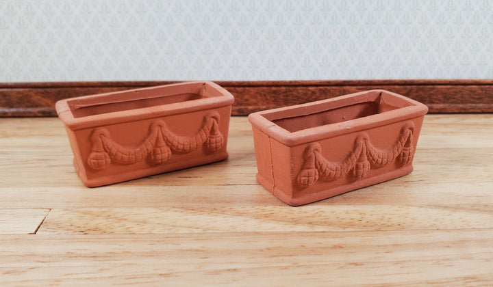 Dollhouse Terra Cotta Pots Planters Set of 2 Unglazed 1:12 Scale Miniature - Miniature Crush