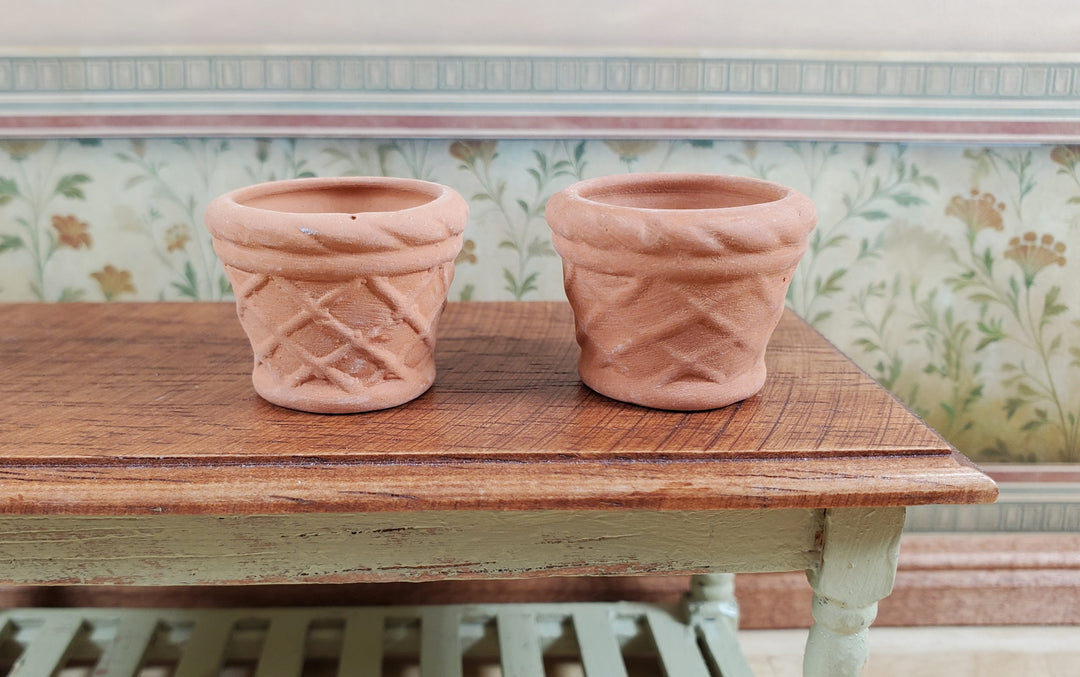 Dollhouse Terra Cotta Pots Planters Set of 2 Unglazed 1:12 Scale Miniatures - MiniatureCrush