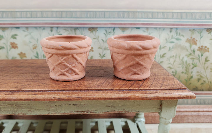 Dollhouse Terra Cotta Pots Planters Set of 2 Unglazed 1:12 Scale Miniatures - MiniatureCrush