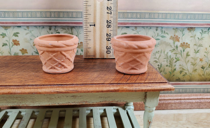 Dollhouse Terra Cotta Pots Planters Set of 2 Unglazed 1:12 Scale Miniatures - MiniatureCrush