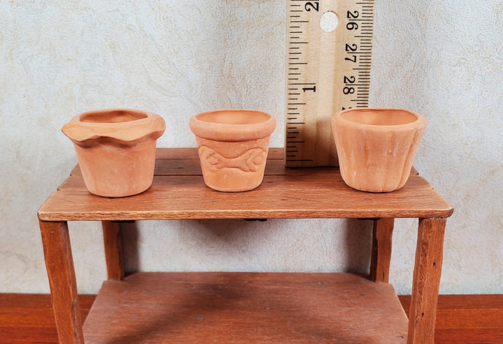 Dollhouse Terra Cotta Pots with Varying Designs Set of 3 1:12 Scale Miniature - MiniatureCrush