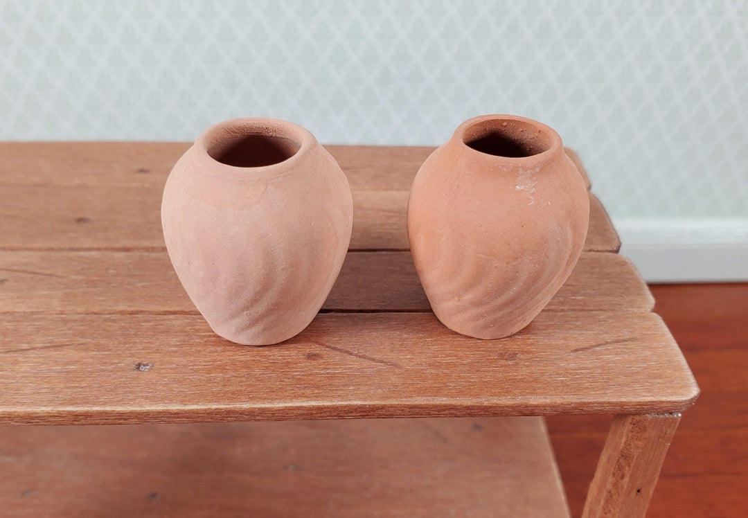 Dollhouse Terra Cotta Vase Set of 2 Unglazed 1:12 Scale Miniatures - MiniatureCrush