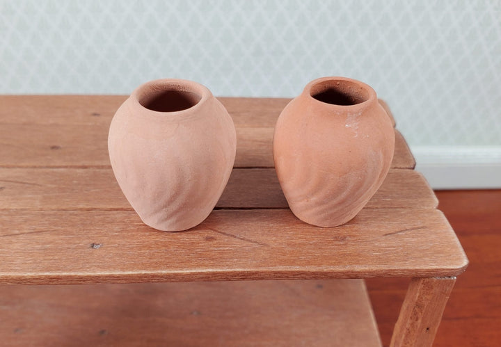 Dollhouse Terra Cotta Vase Set of 2 Unglazed 1:12 Scale Miniatures - MiniatureCrush